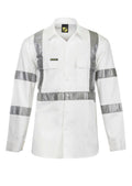 Workcraft Hivis Long Sleeve Relective Cotton Drill Shirt 'X' Pattern - WS3222