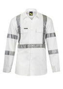 Workcraft Hivis Long Sleeve Relective Cotton Drill Shirt 'X' Pattern - WS3222