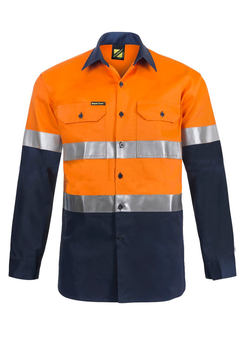 Workcraft Mens Two Tone Long Sleeve Shirt with Tape - WS4000