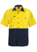 Workcraft Lightweight Hivis Short Sleeve Vented Cotton Drill Shirt - WS4248