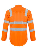 Workcraft Lightweight Hivis Long Sleeve Vented Cotton Drill Shirt Reflective Tap 'X' Pattern VIC Rail - WS6011