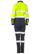 Bisley Ladies Taped Hivis Cotton Drill Coverall - BCL6066T