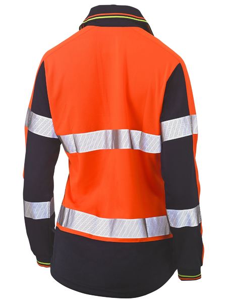 Bisley Ladies Taped Two Tone Hivis Long Sleeve Polo - BKL6225T