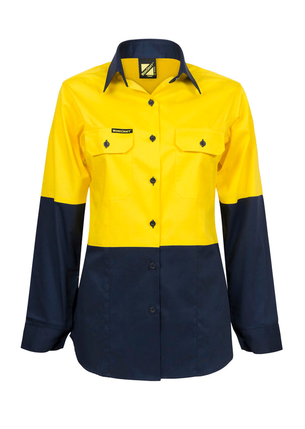 Workcraft Ladies Hivis Lightweight Two Tone Long Sleeve  155gsm - WSL502