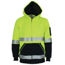 DNC HiVis Two Tone Full Zip Super Fleecy Sweat Hoodie with CSR R/Tape - 3788