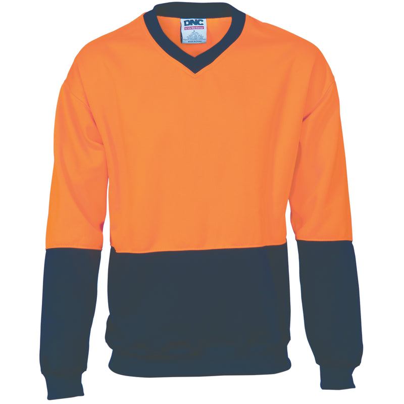 DNC HiVis Two Tone Fleecy Sweat Shirt (Sloppy Joe) V-Neck - 3822