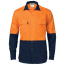 DNC Hivis Two Tone Drill Shirt with Press Studs Long Sleeve - 3838
