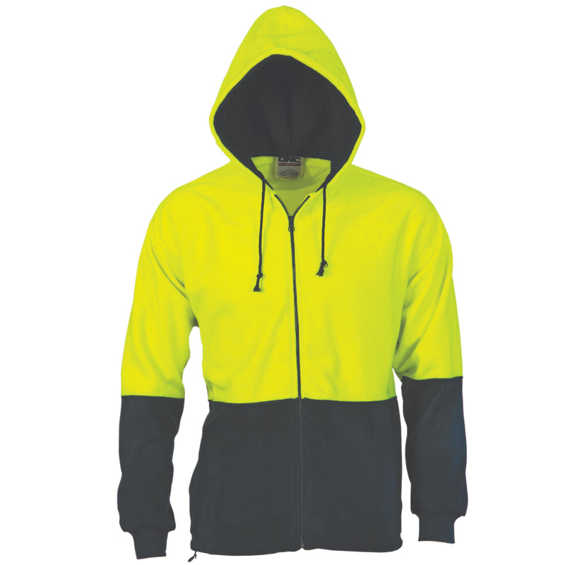 DNC HiVis Two Tone Full Zip Polar Fleece Hoodie - 3927