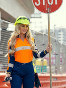 Bisley Ladies Taped Two Tone Hivis Long Sleeve Polo - BKL6225T