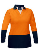 Bisley Ladies Hivis V-Neck Long Sleeve Polo -BKL6234