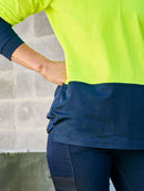 Bisley Ladies Hivis V-Neck Long Sleeve Polo -BKL6234