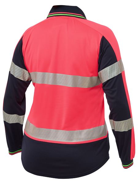Bisley Ladies Taped Two Tone Hivis Long Sleeve Polo - BKL6225T