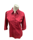 Biz Collection Ladies Red Pin Stripe 3/4 Shirt **Clearance**