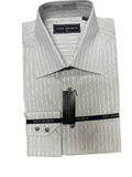 City Collection Mens Charcoal Stripe Long Sleeve Shirt - 4104 **Clearance**