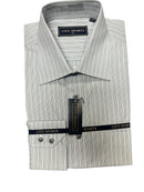 City Collection Mens Charcoal Stripe Long Sleeve Shirt - 4104 **Clearance**