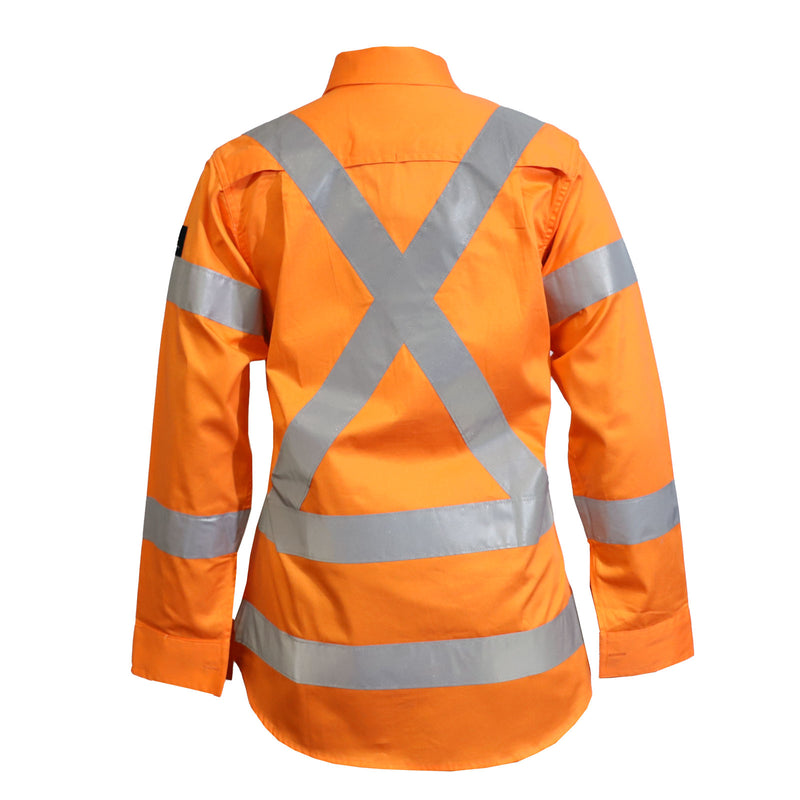 Workcraft Ladies Hivis Long Sleeve with 'X' Pattern NSW Rail - WSL509