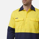 King Gee Workcool 2 Hivis Two Toned Closed Front Long Sleeve Shirt - K54876