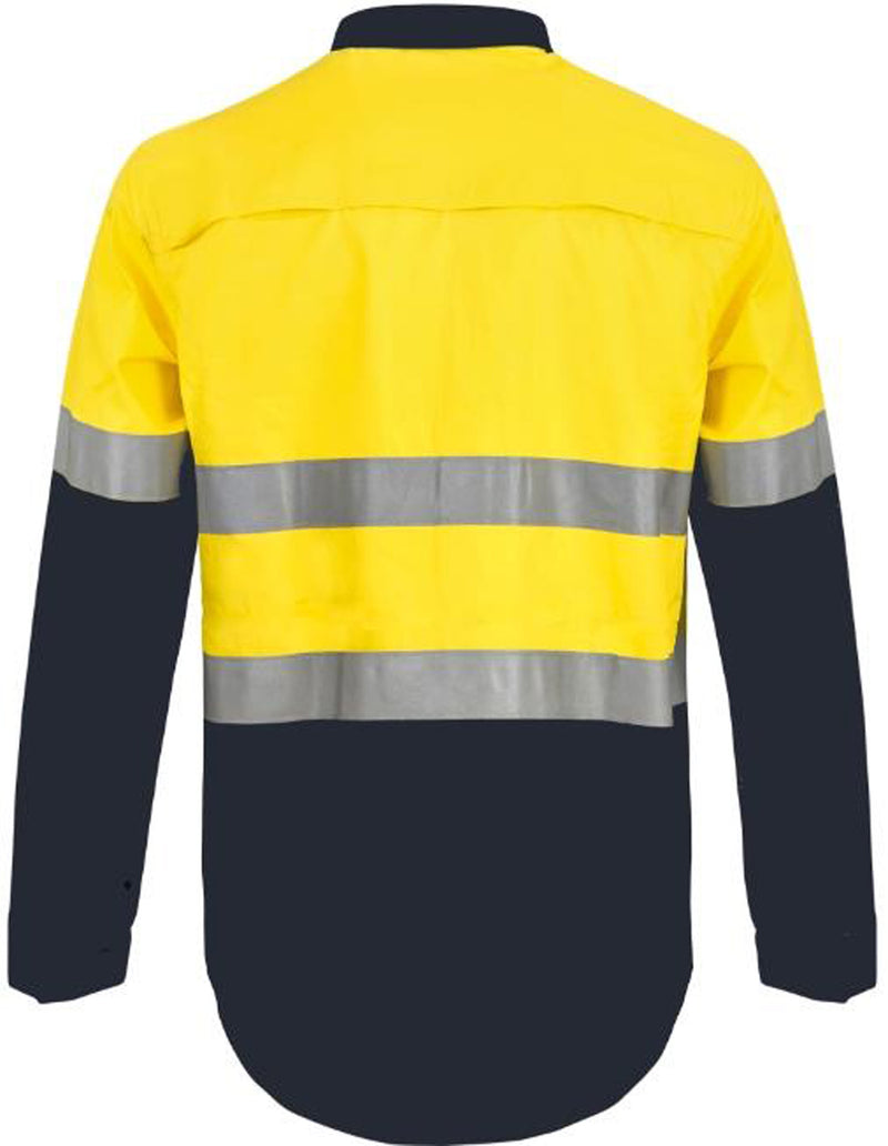 Workcraft Mens Two Toned Half Placket Long Sleeve Shirt with Vents 155gsm - WS6032