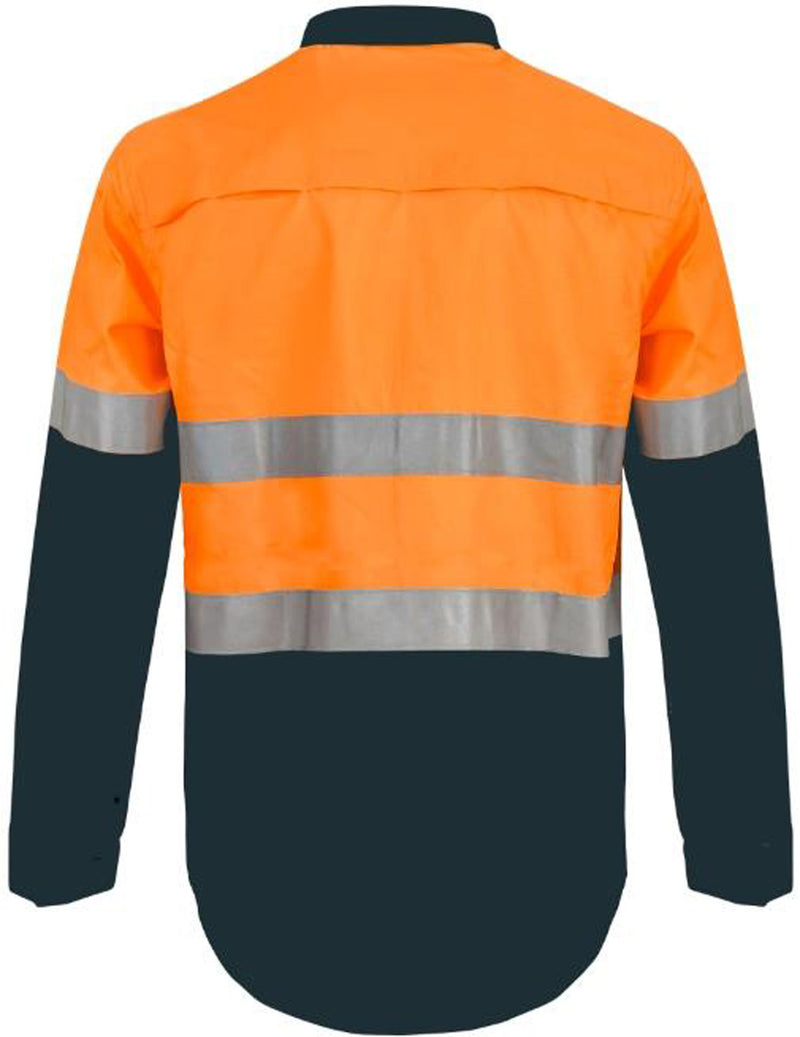 Workcraft Mens Two Toned Half Placket Long Sleeve Shirt with Vents 155gsm - WS6032