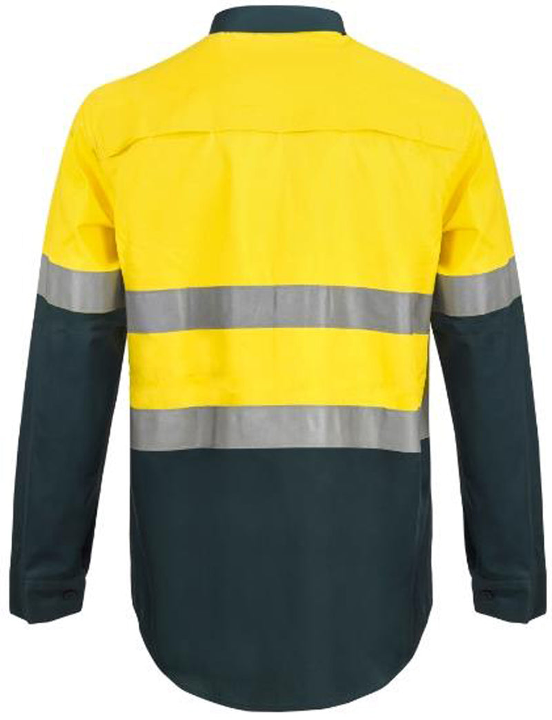Workcraft Mens Two Toned Half Placket Long Sleeve Shirt with Vents 155gsm - WS6032