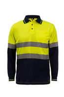 Workcraft Hivis Long Sleeve Two Tone Polo with Tape 157gsm - WSP409