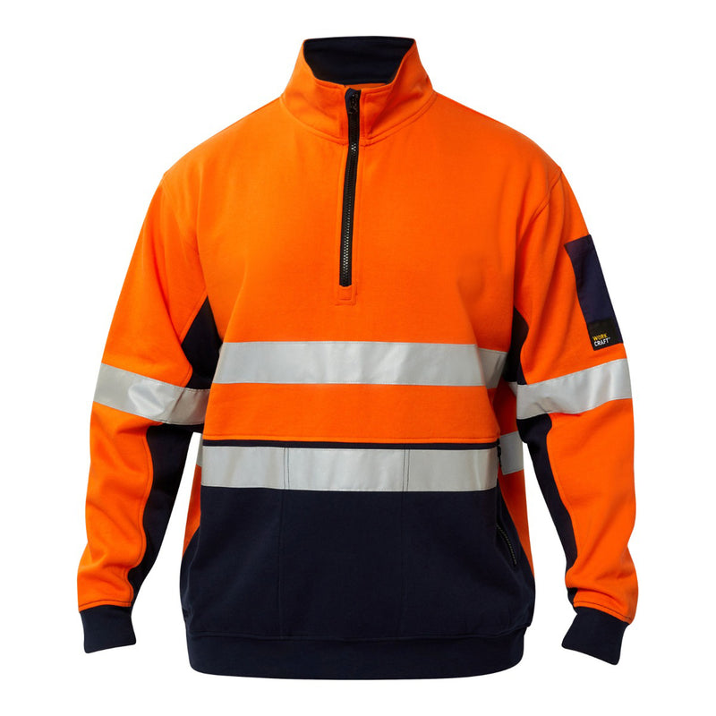 Workcraft Hivis Half Zip Cotton Pull Over with Tape- WT8018