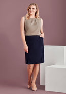 Biz Corporate Womens Front Pleat Detail Straight Skirt - 20720