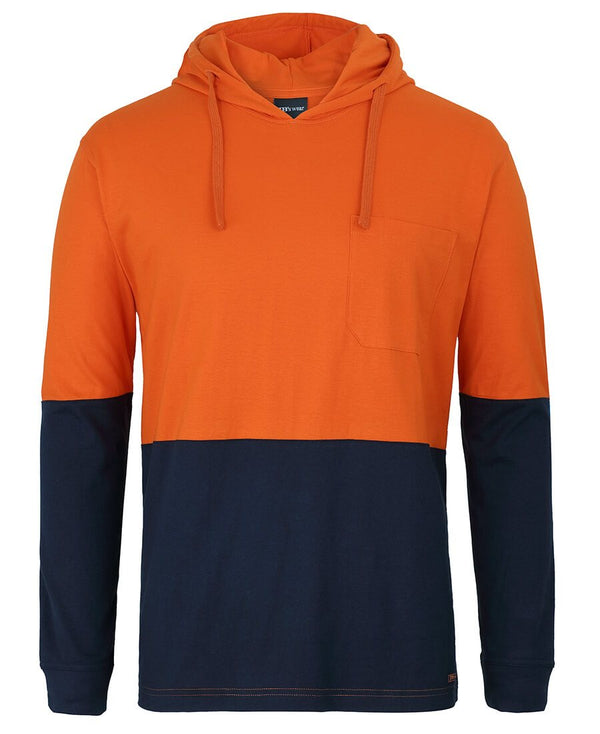JBs Wear Hi Vis L/S Cotton Tee With Hood - 6HCTL