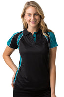 Be Seen Ladies Polo Shirt With Contrast Sleeve Edge Piping - The Chameleon