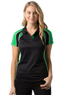 Be Seen Ladies Polo Shirt With Contrast Sleeve Edge Piping - The Chameleon