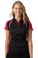 Be Seen Ladies Polo Shirt With Contrast Sleeve Edge Piping - The Chameleon