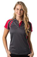 Be Seen Ladies Polo Shirt With Contrast Sleeve Edge Piping - The Chameleon