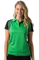 Be Seen Ladies Polo Shirt With Contrast Sleeve Edge Piping - The Chameleon