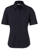Benchmark Ladies Pin Stripe Short Sleeve Shirt - M8224