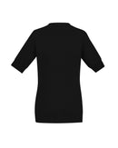 Biz Care Womens Zip Front Short Sleeve Knit - CK962LC