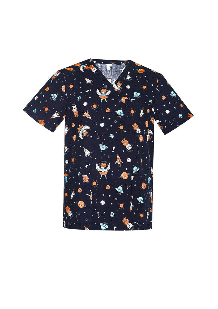 Biz Care Mens Space Party Scrub Top - CST148MS