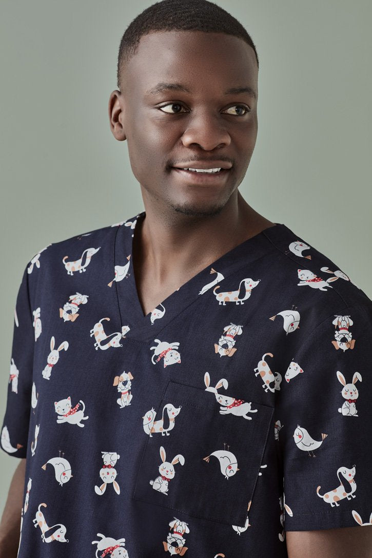 Biz Care Mens Best Friends Scrub Top - CST147MS