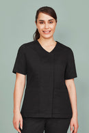 Biz Care Parks Womens Zip Front Crossover Scrub Top - CST240LS