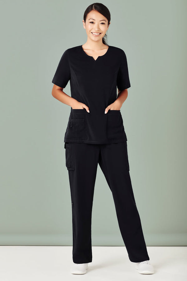 Biz Care Womens Avery Tailored Fit Round Neck Scrub Top - CST942LS